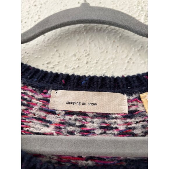 Anthropologie Sleeping On Snow Midland Fair Isle Sweater Poncho Blue XS/S Wool - Picture 6 of 14